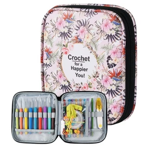 Crochet Hook Case,Portable Zipper Storage Organizer Bag for Crochet Hooks, Kn... - Foto 1 di 6