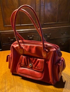 NWOT 'TOMMY & KATE' RED LEATHER HAND BAG 13" X 10" X 5" - Picture 1 of 23
