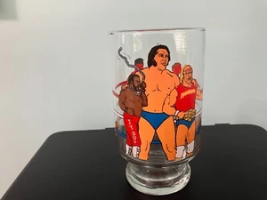 large drinking glas WWF Hulk Hogan Andre the Giant Vtg 1985 - Picture 1 of 3