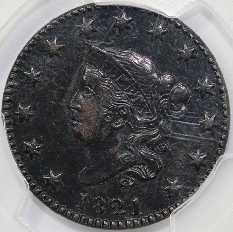 1821 1c N-1 Coronet or Matron Head Large Cent PCGS AU Details Altered Surfaces Cover