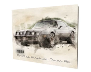 Pontiac Firebird 1981 transmisión automática negro diseño de coche musculoso 16x20 aluminio arte de pared - Imagen 1 de 5