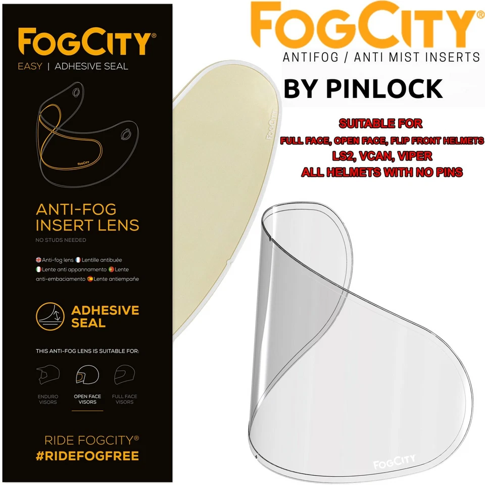 UNIVERSAL MOTORCYCLE HELMETS FOG FREE MIST FREE ANTIFOG VISOR INSERT BY PINLOCK - Image 1 of 4