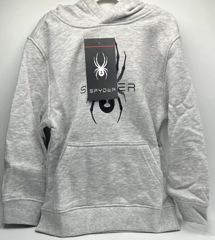 Boys Size S (7/8) SPYDER Youth Long Sleeve Pullover Hoodie Sweatshirt Gray Cozy