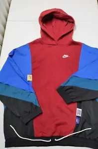NIKE Women's Icon Clash Pullover Hoodie Steam Red Blue Windbreaker Sz M - Picture 1 of 13