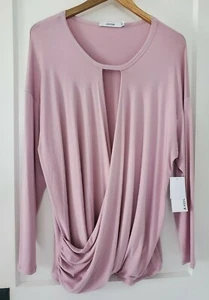 JustFab Mauve Long-Sleeve Draped Front Blouse, XL, NWT - Picture 1 of 2