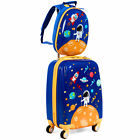 18" Carry On Suitcase Wheels & 12"Travel Backpack Spaceman 2Pc Kids Luggage Set