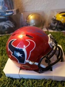 Dalton Schultz Autographed (Blue Ink) Texans Alt. Red Speed Mini Helmet Beckett - Picture 1 of 3