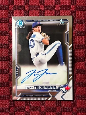2021 Bowman Draft Chrome Ricky Tiedemann 1st Auto CDA-RTI Toronto Blue Jays - Image 1 of 2