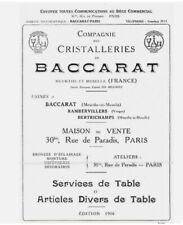 Cristal de Baccarat, Catalogue 1916 "Arts de la Table" en format PDF, 99 pages