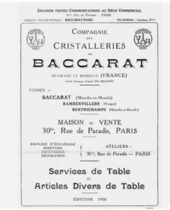 Cristal de Baccarat, Catalogue 1916 "Arts de la Table" en format PDF, 99 pages - Afbeelding 1 van 3