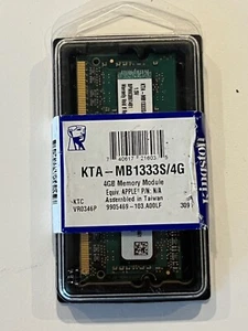 Kingston 4GB PC3-10600 DDR3 1333MHz Laptop Memory KTA-MB1333S (Brand New Sealed) - Picture 1 of 2