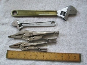 2 Vise Grips (9BN & 6LN) & 2 Adjustable Wrenches(Klein 12" & Crescent 8") - Good - Picture 1 of 15