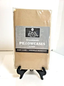 Vintage Dan River 2er Pack Standardgröße Kissenbezüge knitterarm hellbraun einfarbig - Bild 1 von 4