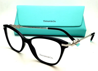 New TIFFANY & Co. Cat Eyes Eyeglasses TF 2219-B 8001 54-16 Black & Silver Frames - Image 1 of 4