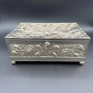 Antique Derby Silver Co Trinket Box Mythical Creature Holding a Spear - WITH KEY - Picture 1 of 24