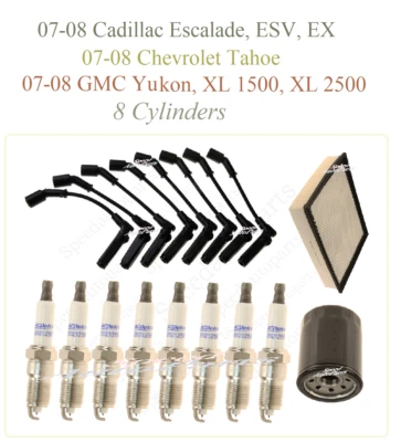 Ajuste para 07-08 GMC Yukon XL 1500-2500 V8: Juego de cables de bujía Filtro de aceite de aire Foto 1 de 4