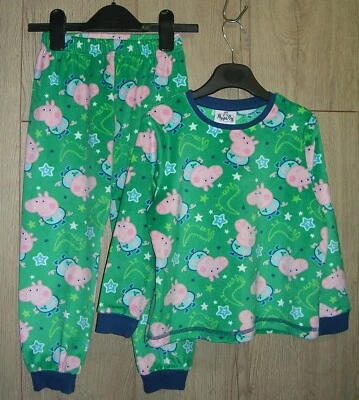 Pyjama imprimé Peppa Pig garçons velours vert George cochon âge 3-4 104 cm - Photo 1/2