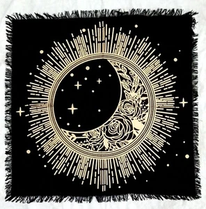 Golden Sun Moon Star Tarot Witchcraft Card Altar Cloths Square 18" Table Napkins - Picture 1 of 10