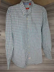 IZOD Hombres Grandes. Botón largo Slve frt camisa de agua salada Blu / Teal / wht Plaid. EUC - Imagen 1 de 12