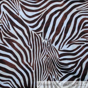 BonEful Fabric FQ Cotton Quilt Brown Wild Animal Jungle Safari Zebra Skin Print - Picture 1 of 12