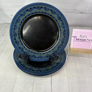 Arcoroc YUCATAN Tan Aztec Blue Black France Tempered Glass Dinner Plates Set 4 - Bild 1 von 18