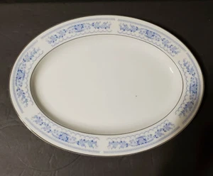 RJZS Temptation Fine China of Japan Platter Blue Floral 14 1/4" Length VGC - Picture 1 of 7