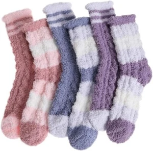 6 Pairs Ladies Women Winter Warm Soft Fluffy Bed Sock Lounge Slipper Fleece Sock - Picture 1 of 6
