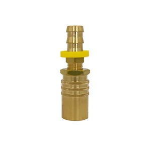 Quick Disconnect Mold Coolant Coupler 3/8” Body x 1/2” Push-On Hose Barb Brass - Picture 1 of 6