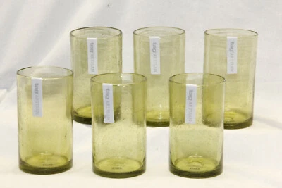 Стеклянный стакан Foliage Green Bubble — стакан для напитков по этикетке — 18 унций Набор из шести - Изображение 1 из 2