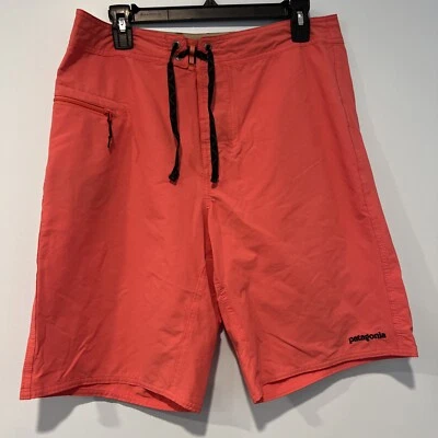 Patagonia Coral Boardshorts Men’s Size 32 Wavefarer Trunks Drawstring Zip Pocket - Image 1 of 4
