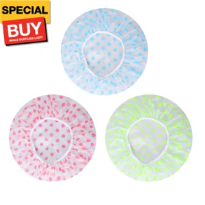 Shower Cap, 3 Pcs Waterproof Reusable Shower Caps Bath Hair Hat for Women Men Ki - Picture 1 of 6