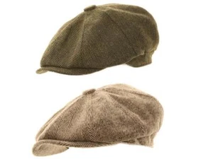 Peaky Blinders Herringbone Bakerboy Tweed Flat Cap Newsboy 2 Colores 3 Tamaños - Imagen 1 de 3