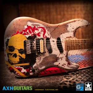 AXN GUITARS [ CUSTOM ORDER THIS ART ] Hardtail Guitar Skulls Artwork - Picture 1 of 16