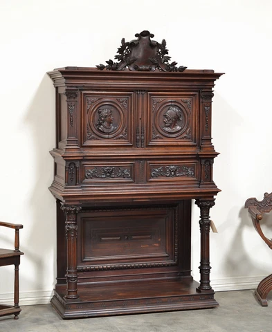 Special Antique Italian Carved Walnut Renaissance Cabinet Cover
