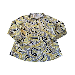 IBKUL Womens Liza Print Quarter Zip Long Sleeve Golf Polo Athletic Lightweight - Picture 1 of 4