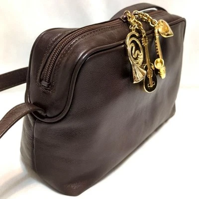 Used MOSCHINO Rare Leather Shoulder Bag Logo Brown - Image 1 of 4