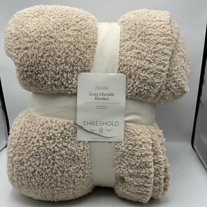 Threshold Cozy Chenille Blanket Full/Queen 90in X 92in Beige - Picture 1 of 5
