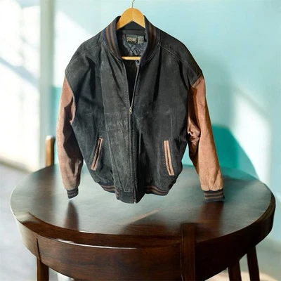 Chaqueta Stefano Talla XL Hombre Vintage Cuero Gamuza Chaqueta Negra Aislada Para Hombre’s Foto 1 de 3