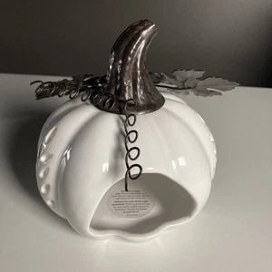 Pier One Ceramic Pumpkin Tea Light Candle Holder • White with Cutouts • NWT - Picture 1 of 4