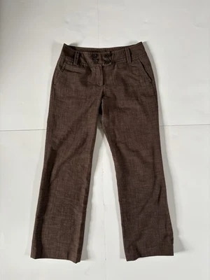 New Directions Womens Brown 4P Dress Pants Petites Double Button Straight Leg - Image 1 of 4