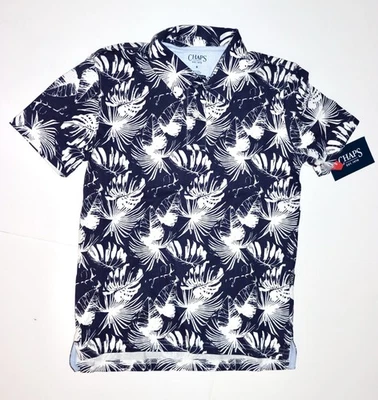 Kids’ Chaps AOP Polo Navy Blue And White Tropical Plants Size 8 - 100% Cotton - Image 1 of 4