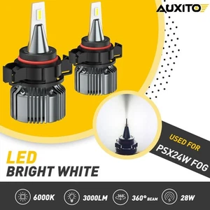 2x AUXITO LED Fog Light Bulbs 2504 PSX24W LED Bulb Replacements 6000K Canbus DRL - Picture 1 of 12