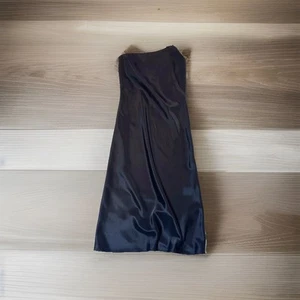 Black Mango Night Satin Elegant Midi Dress One Shoulder Asymmetrical Size 6 - Picture 1 of 10