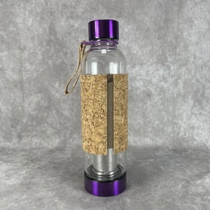 Steepware Tea Tumbler 16 oz Glass Stainless Steel Infuser w/ Cork Sleeve Purple - Picture 1 of 10