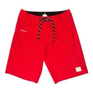 Quiksilver Red Board Shorts Y2K Surf Beach Swim Surfer Trunks Skater Size 31 - Picture 1 of 3