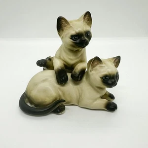 Vtg 60s Bone China Porcelain Siamese Cats Kittens Inarco Twins Playful - Picture 1 of 6
