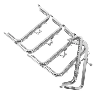  5 pezzi 10,5 cm superficie quadrata ferro borsetta cornice decorazione perline argento lucchetto - Immagine 1 di 4