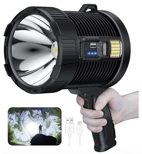 Super Bright LED Searchlight 500000Lm Rechargeable Spotlight Handheld Flashlight - Picture 1 of 6
