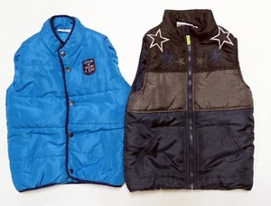 Lot of 2 Kids Headquarters Gray & Blue Polyester Puffer Vests 6 - Picture 1 of 2