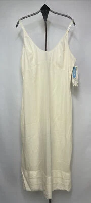 Nylon Completo Deslizamiento Encaje Borde Acentos Ranura Lateral EE. UU. Marfil Talla 36 Nuevo Para Mujer De Colección Foto 1 de 4